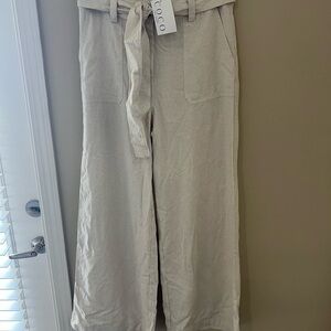 Beige Wide-Leg Trousers